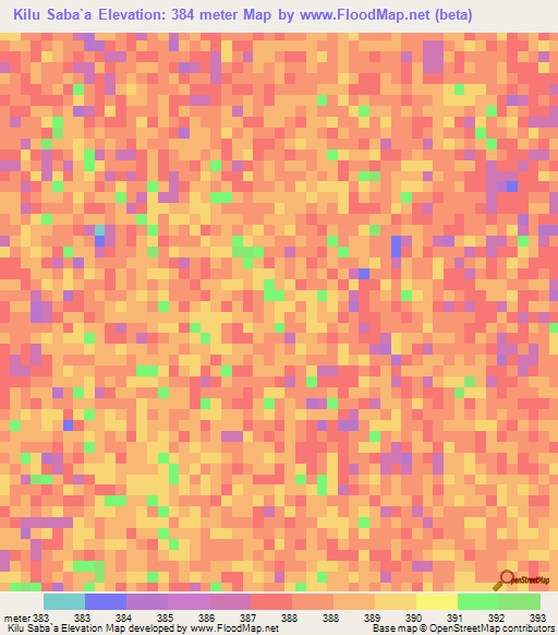 Kilu Saba`a,Sudan Elevation Map