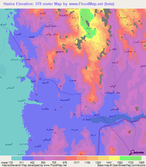 Hasira,Yemen Elevation Map