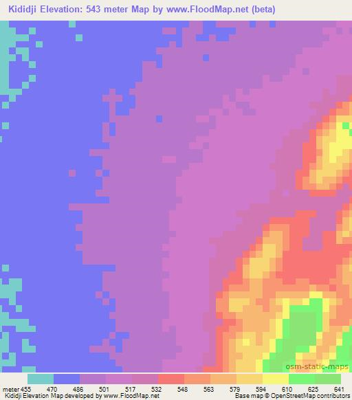 Kididji,Central African Republic Elevation Map