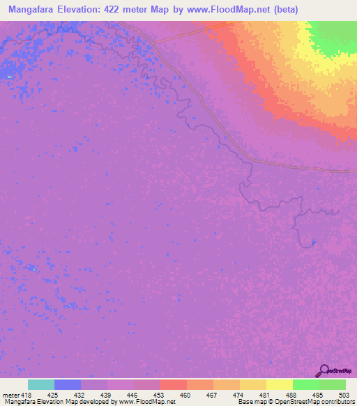 Mangafara,Central African Republic Elevation Map