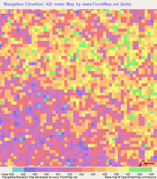 Mangafara,Central African Republic Elevation Map