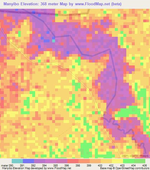 Manyibo,Central African Republic Elevation Map