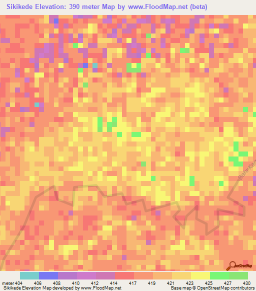 Sikikede,Central African Republic Elevation Map