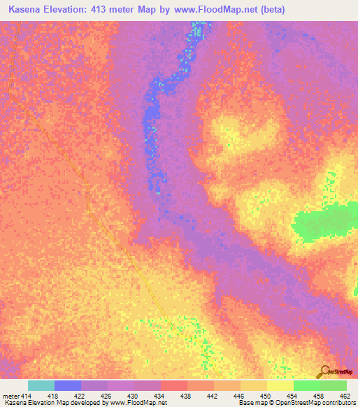 Kasena,Central African Republic Elevation Map