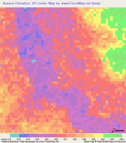 Kasena,Central African Republic Elevation Map