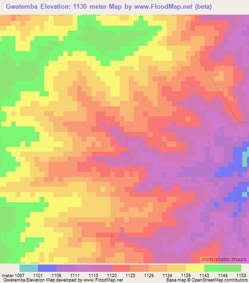 Gwatemba,Zimbabwe Elevation Map