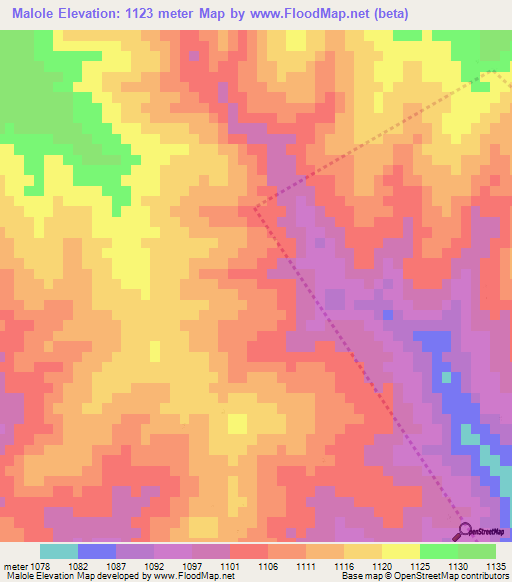 Malole,Zimbabwe Elevation Map