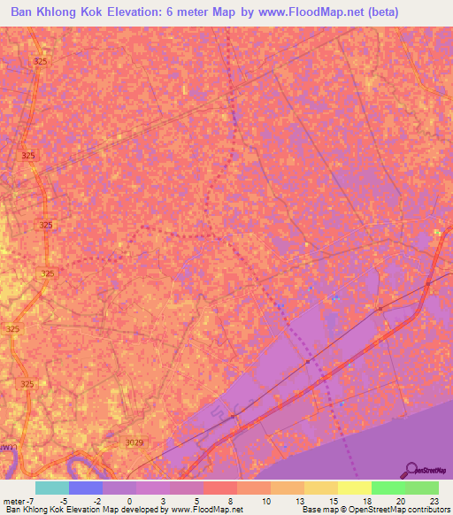 Ban Khlong Kok,Thailand Elevation Map