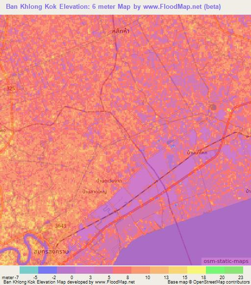 Ban Khlong Kok,Thailand Elevation Map