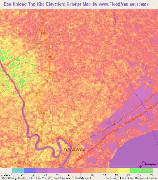 Ban Khlong Tha Kha,Thailand Elevation Map