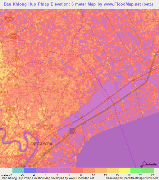 Ban Khlong Hup Phlap,Thailand Elevation Map