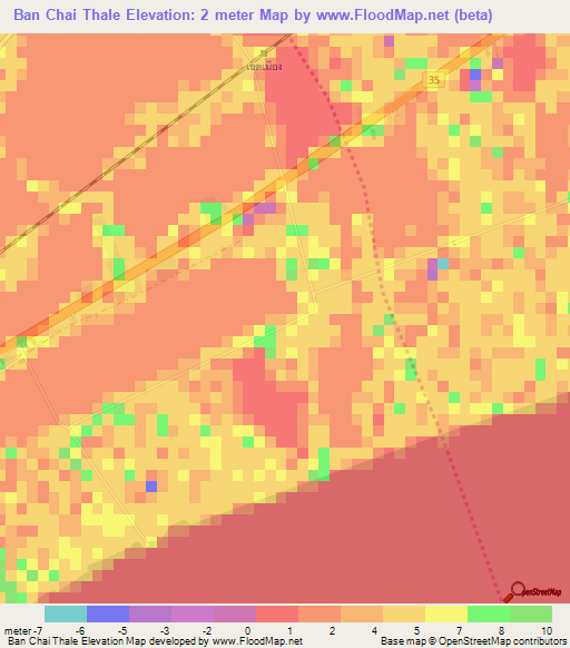 Ban Chai Thale,Thailand Elevation Map