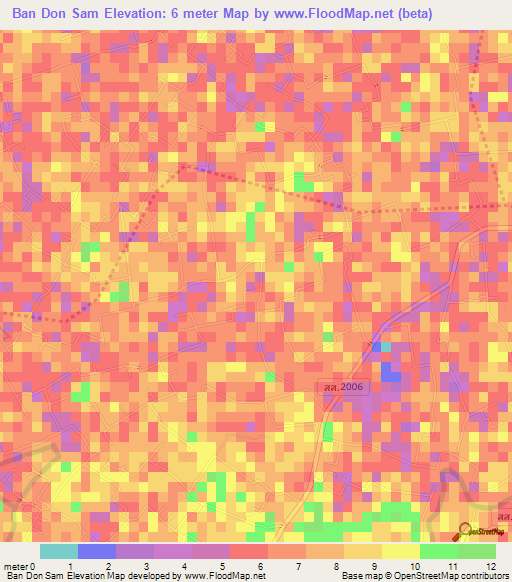 Ban Don Sam,Thailand Elevation Map