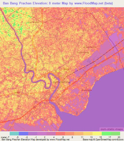 Ban Bang Prachan,Thailand Elevation Map