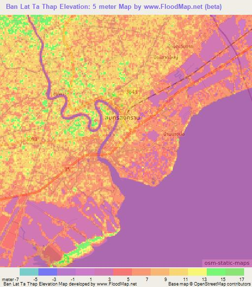 Ban Lat Ta Thap,Thailand Elevation Map