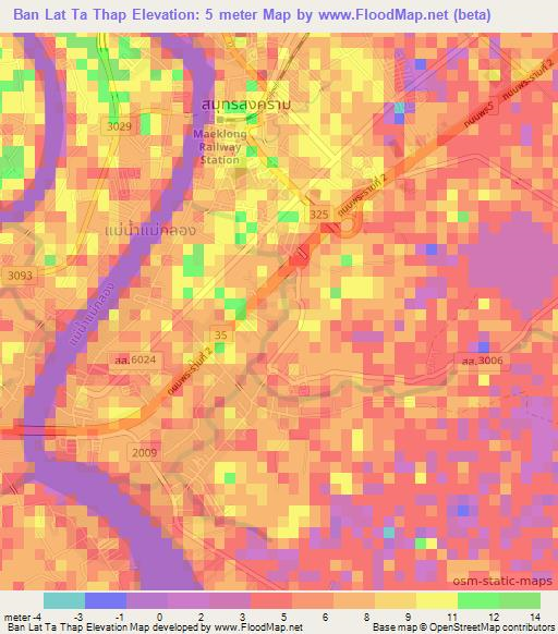 Ban Lat Ta Thap,Thailand Elevation Map