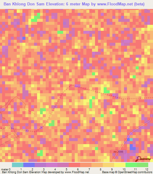 Ban Khlong Don Sam,Thailand Elevation Map
