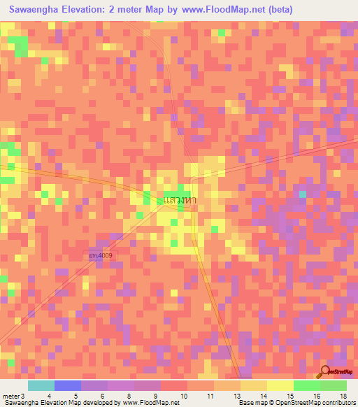 Sawaengha,Thailand Elevation Map