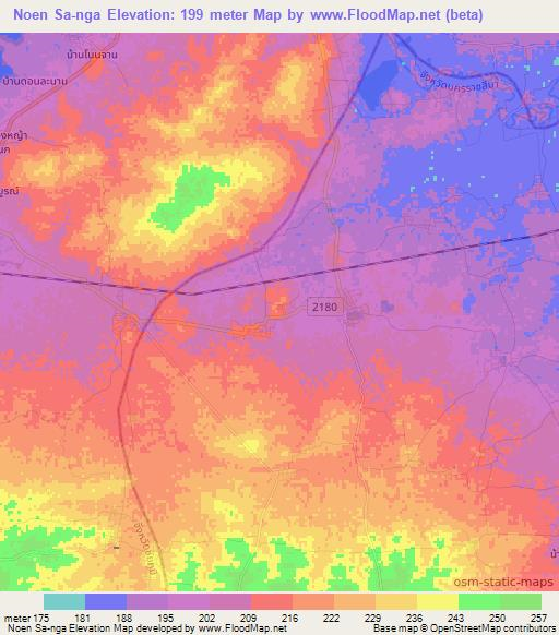 Noen Sa-nga,Thailand Elevation Map