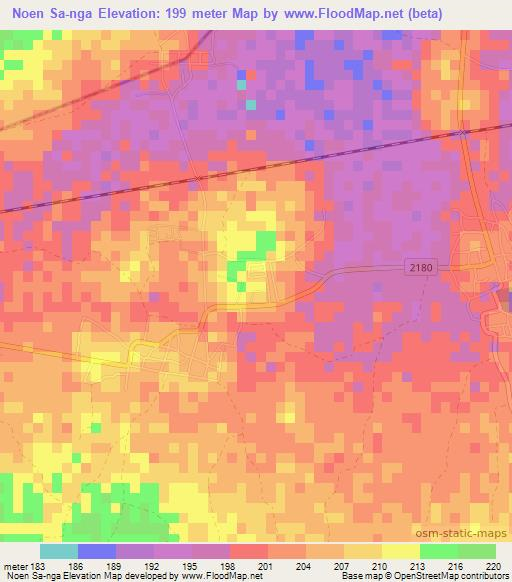 Noen Sa-nga,Thailand Elevation Map