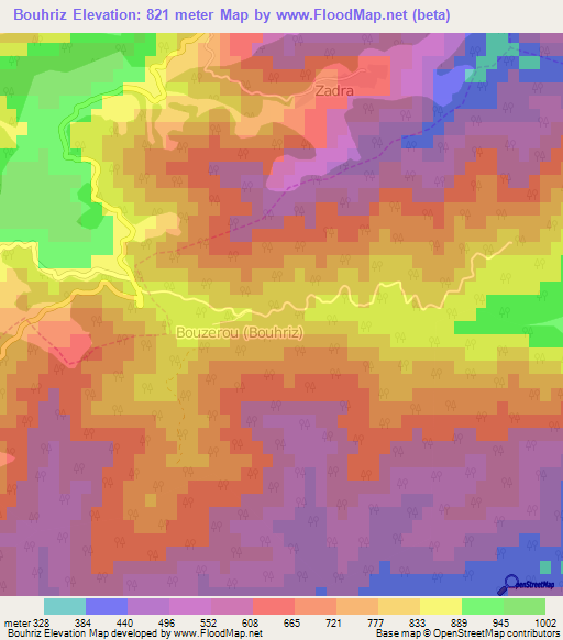 Bouhriz,Algeria Elevation Map