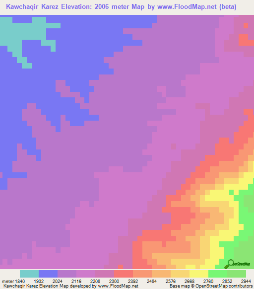 Kawchaqir Karez,Afghanistan Elevation Map
