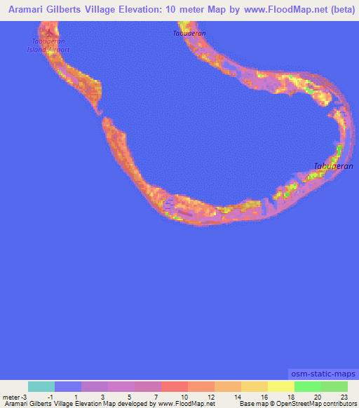 Aramari Gilberts Village,Kiribati Elevation Map
