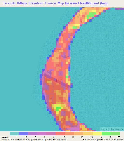 Tereitaki Village,Kiribati Elevation Map