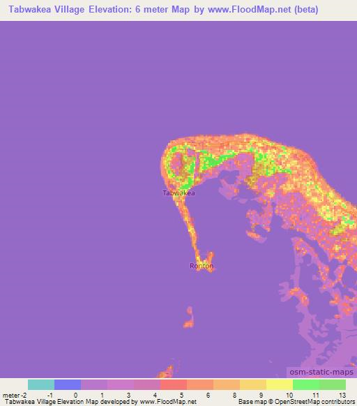 Tabwakea Village,Kiribati Elevation Map