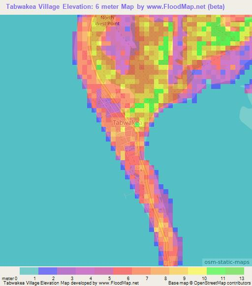 Tabwakea Village,Kiribati Elevation Map