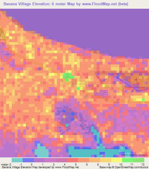 Banana Village,Kiribati Elevation Map