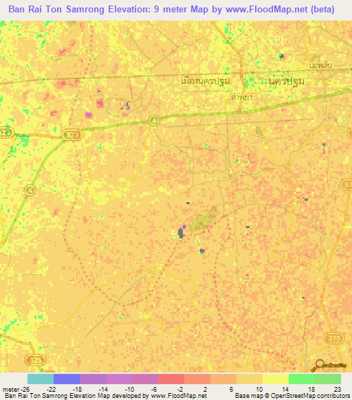 Ban Rai Ton Samrong,Thailand Elevation Map