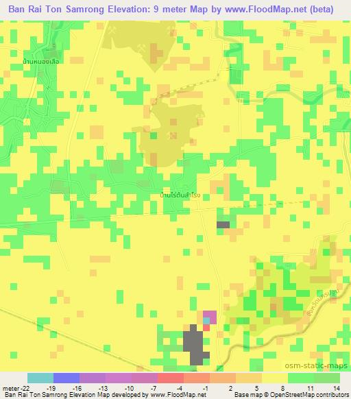 Ban Rai Ton Samrong,Thailand Elevation Map