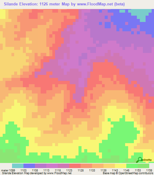 Silande,Zimbabwe Elevation Map