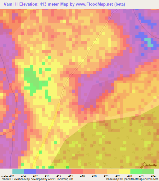 Vami II,Central African Republic Elevation Map