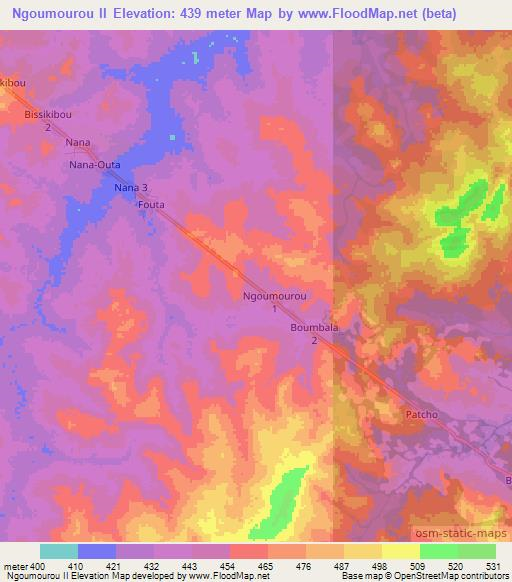 Ngoumourou II,Central African Republic Elevation Map