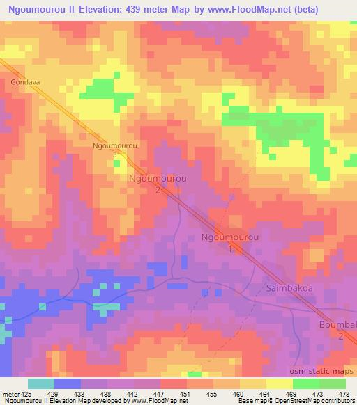 Ngoumourou II,Central African Republic Elevation Map