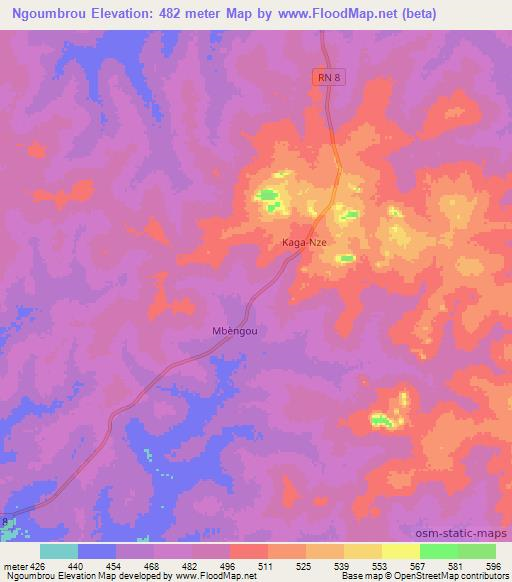 Ngoumbrou,Central African Republic Elevation Map