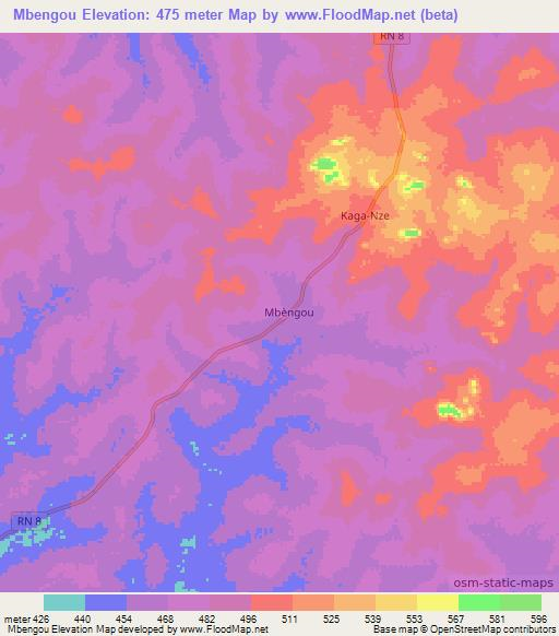 Mbengou,Central African Republic Elevation Map