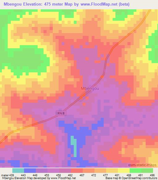 Mbengou,Central African Republic Elevation Map