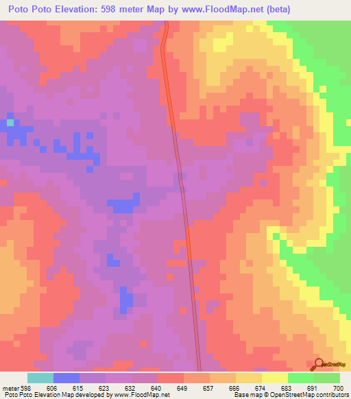 Poto Poto,Central African Republic Elevation Map