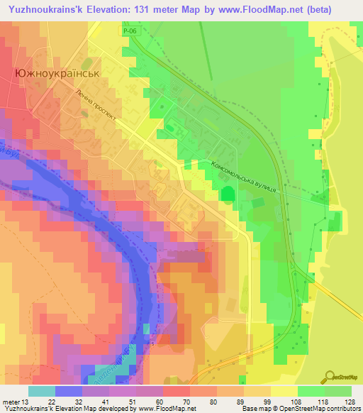 Yuzhnoukrains'k,Ukraine Elevation Map