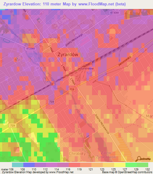 Zyrardow,Poland Elevation Map