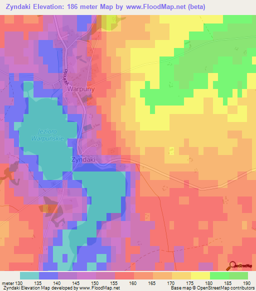 Zyndaki,Poland Elevation Map