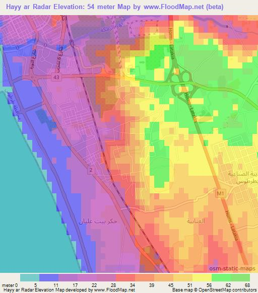 Hayy ar Radar,Syria Elevation Map