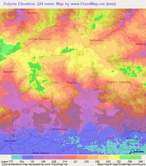 Zolynia,Poland Elevation Map