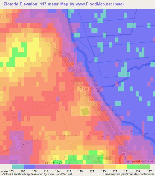 Zlotoria,Poland Elevation Map