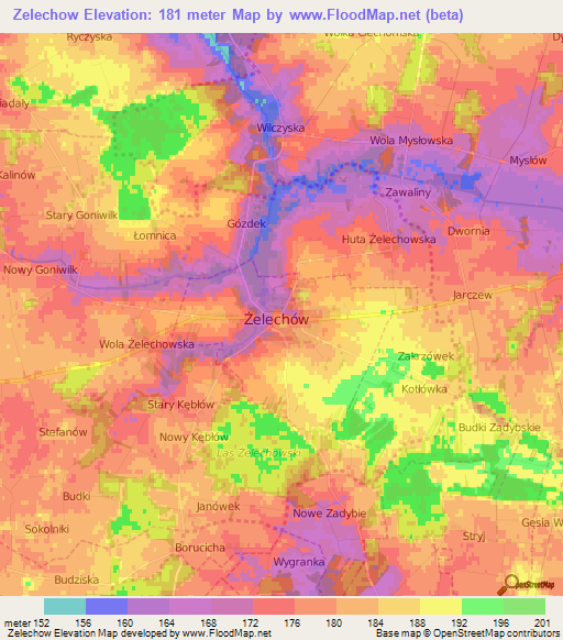 Zelechow,Poland Elevation Map