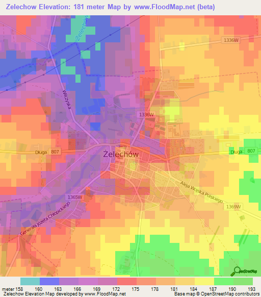 Zelechow,Poland Elevation Map