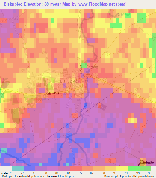 Biskupiec,Poland Elevation Map